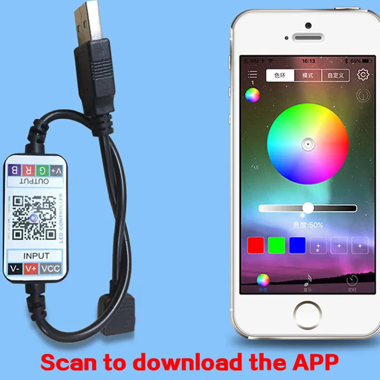 Bluetooth USB цветных(RGB) светодиодных лент пульт дистанционного управления DC 5 V-12 V Беспроводной пульт дистанционного управления с 4pin цветных(RGB) светодиодных лент светильник ing лента светильник