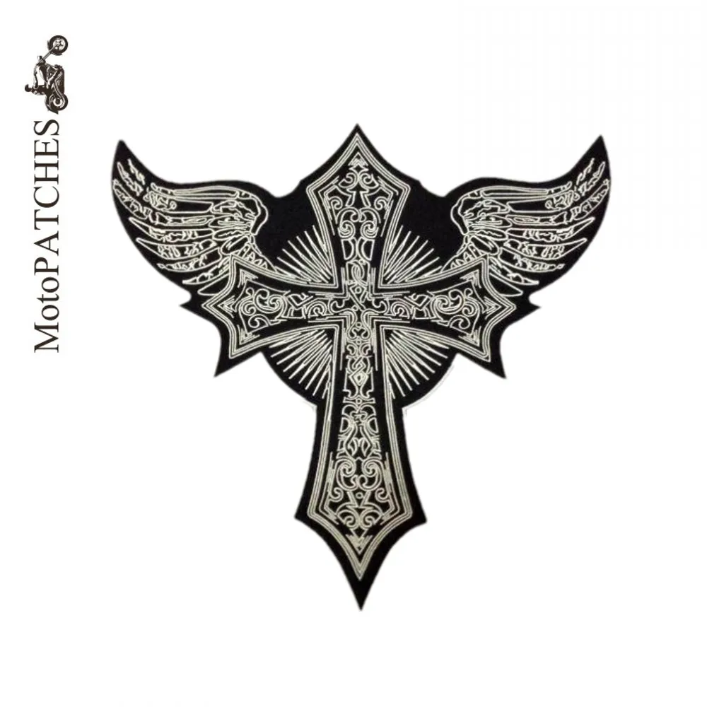 Вышивка патч череп крест крыло Ангел мотоцикл ручной работы - Цена: 