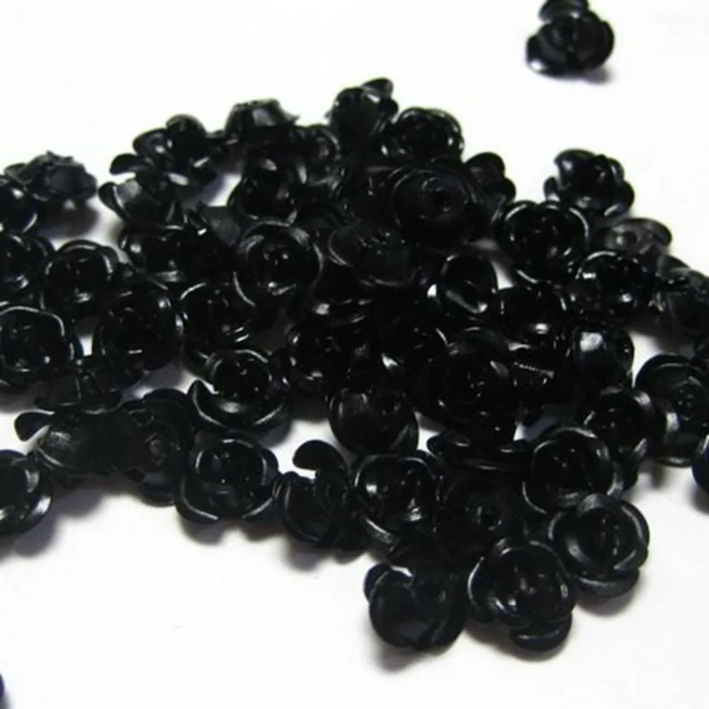

200 Black Aluminum Metal Rose Flower Beads 8mm Finding