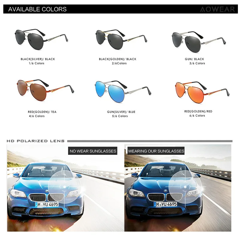 Мужские Солнцезащитные очки авиаторы AOWEAR роскошные брендовые дизайнерские