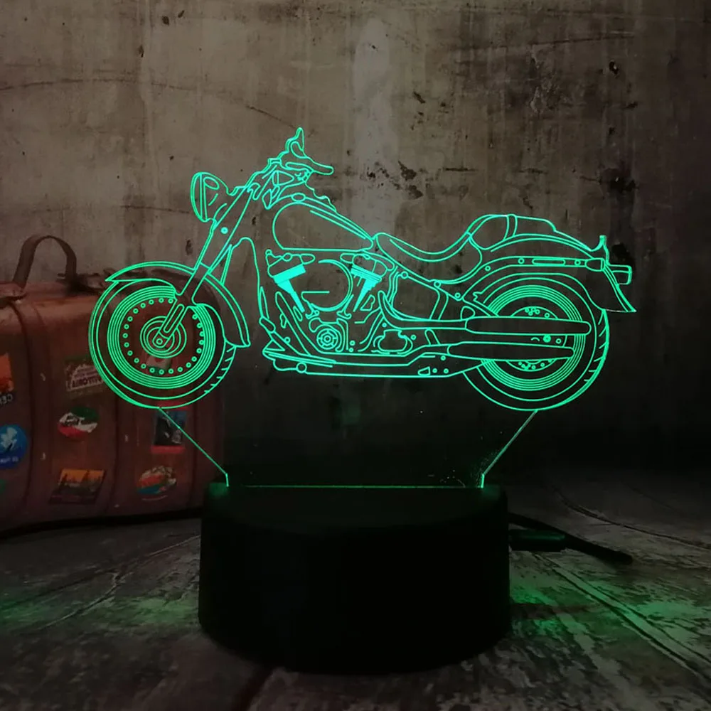 Новый мотоцикл Скутер 3D LED ночные светильники RGB 7 цветов USB Сенсорный пульт
