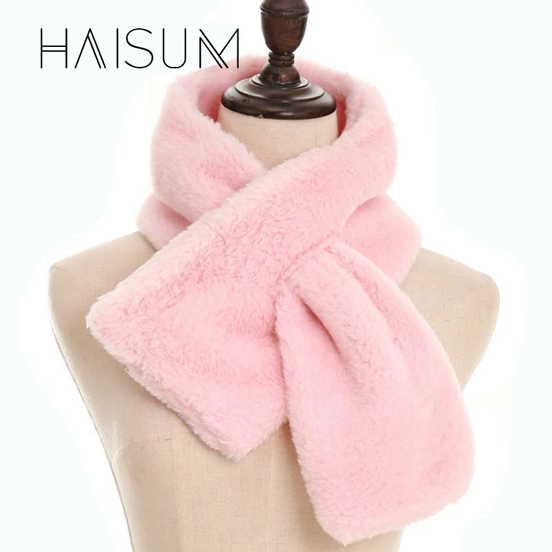 Haisum женский теплый шарф из искусственного кроличьего меха осенне зимний хиджаб