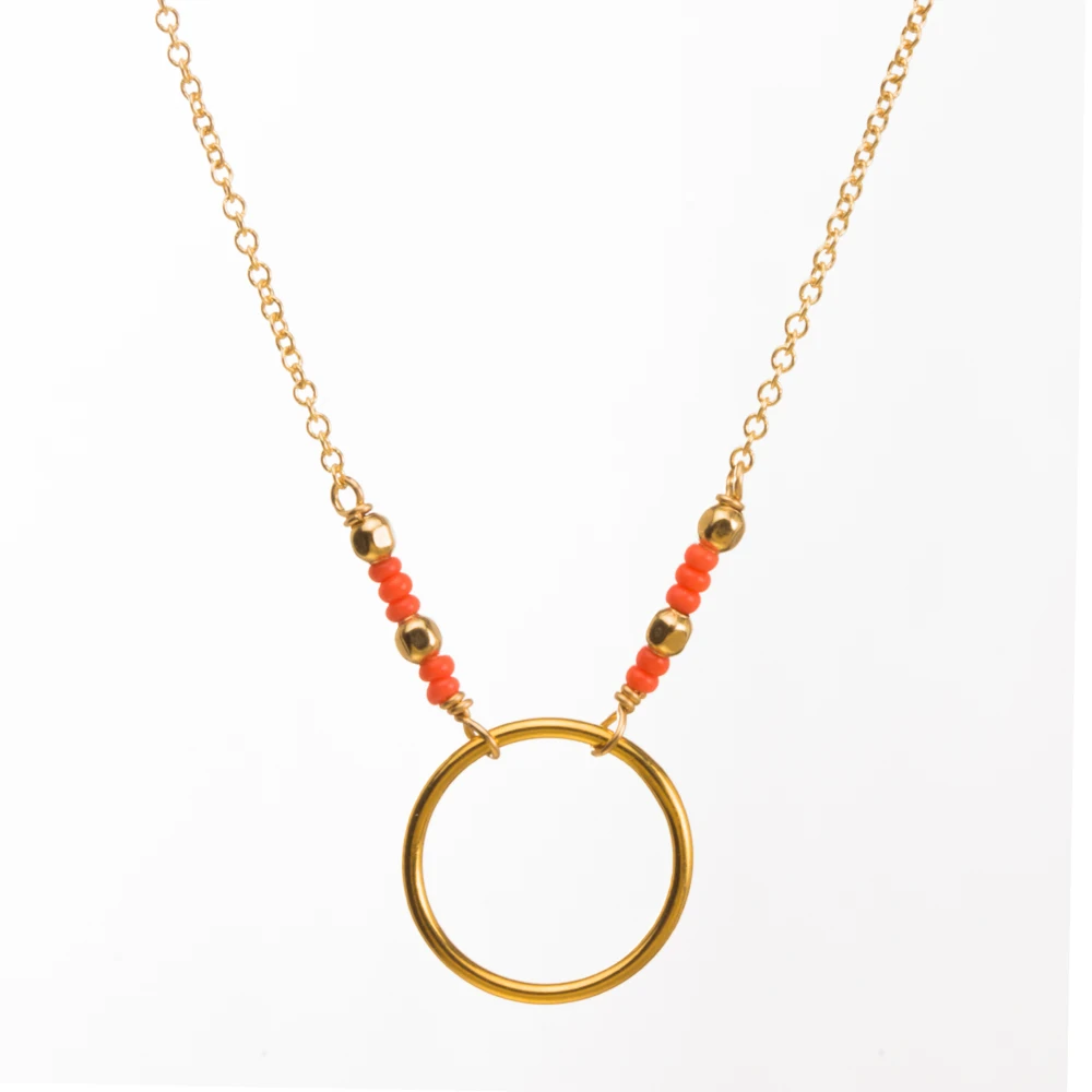 Ожерелье из бусин кораллового семени кармы ожерелье золотого цвета с кулоном