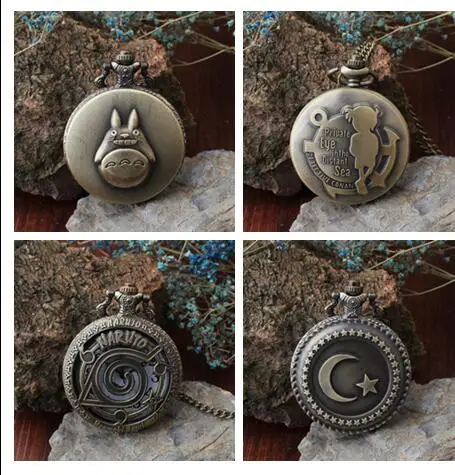 Animation cartoon My neighbor totoro conan Ninja Mix model men And woman necklace Antique pocket watches JJH35