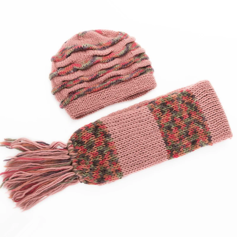 Осенняя и зимняя шерстяная вязаная шапка для пожилых женщин толстая женская шарф