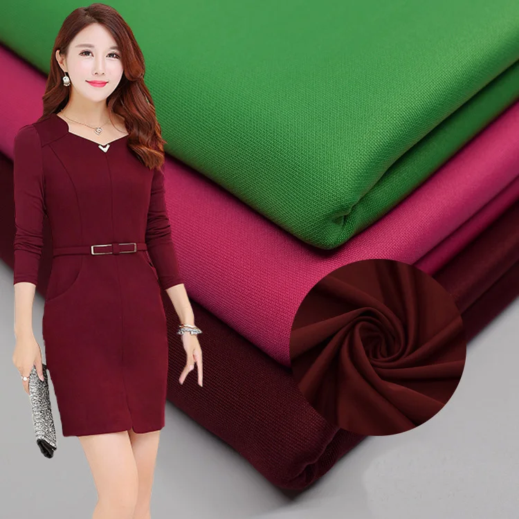 

160CM Width 90% Polyester 10% Spandex Weft Knit Fabric for Lady Dress