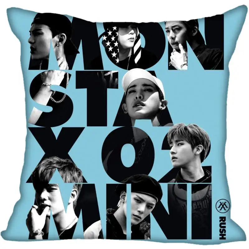 Наволочки из шелкового сатина с принтом Monsta X, Размеры 35x35 см, 40x40 см