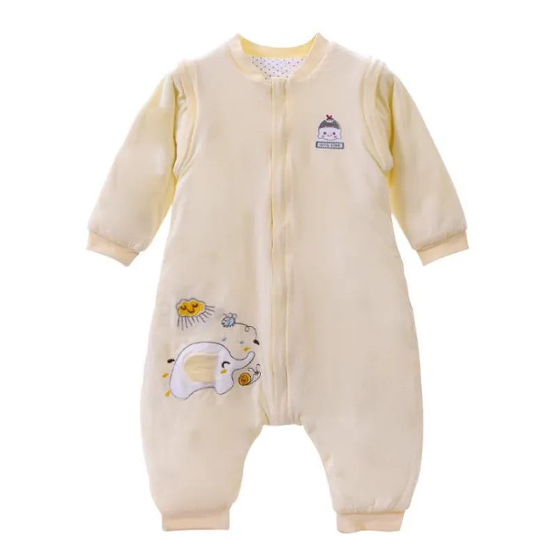 Спальный мешок с длинными рукавами из 100% хлопка для новорожденных детей 0 12
