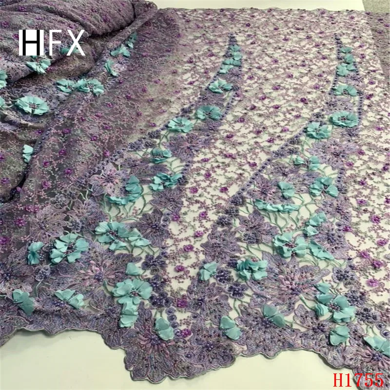 Кружевная ткань HFX кружевная с 3d цветами золотого/зеленого цвета для женщин 2019 |