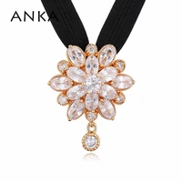 anka hot sell lotus flower choker necklace pendants aaa cubic zircon fashion peony necklace for women birthday gift 123668