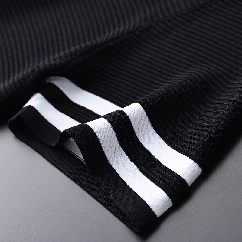 Minglu протектор мужские футболки класса люкс вязаный свитер в полоску с круглым