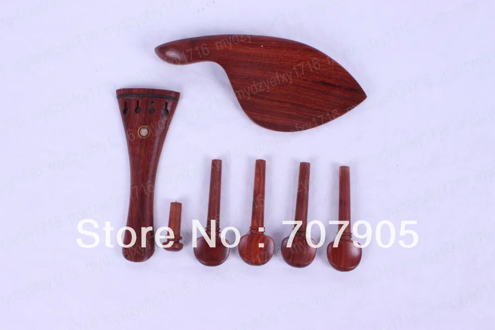 New 3x tailpiece+ chinrest+ endpin +12x pegs Rosewood Shell inlay Parts 4/4