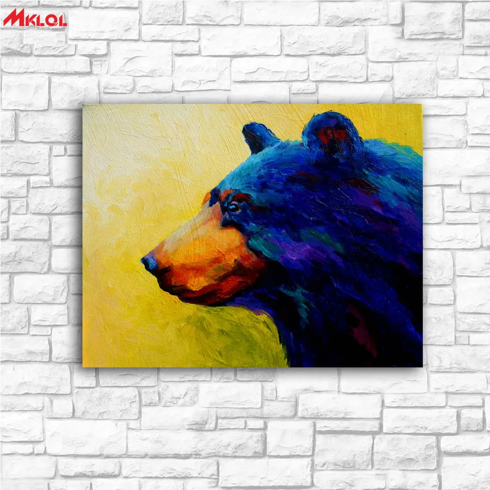 Большой Wall Art куртка синего цвета с медведем Картина на холсте для Гостиная