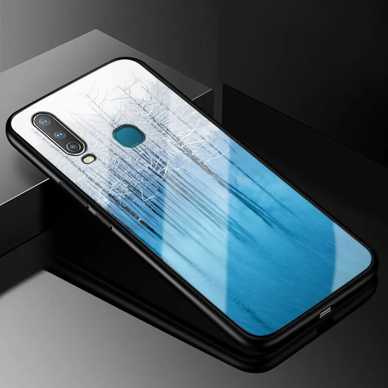 37 ДЛЯ VIVO Y17 чехол PC Пластиковый стеклянный чехол для телефона черный ТПУ бампер чехол для Vivo Y17 Y 17 Y15 Vivo 1902 Y12 Y3 Y 12 чехол - Цвет: 37