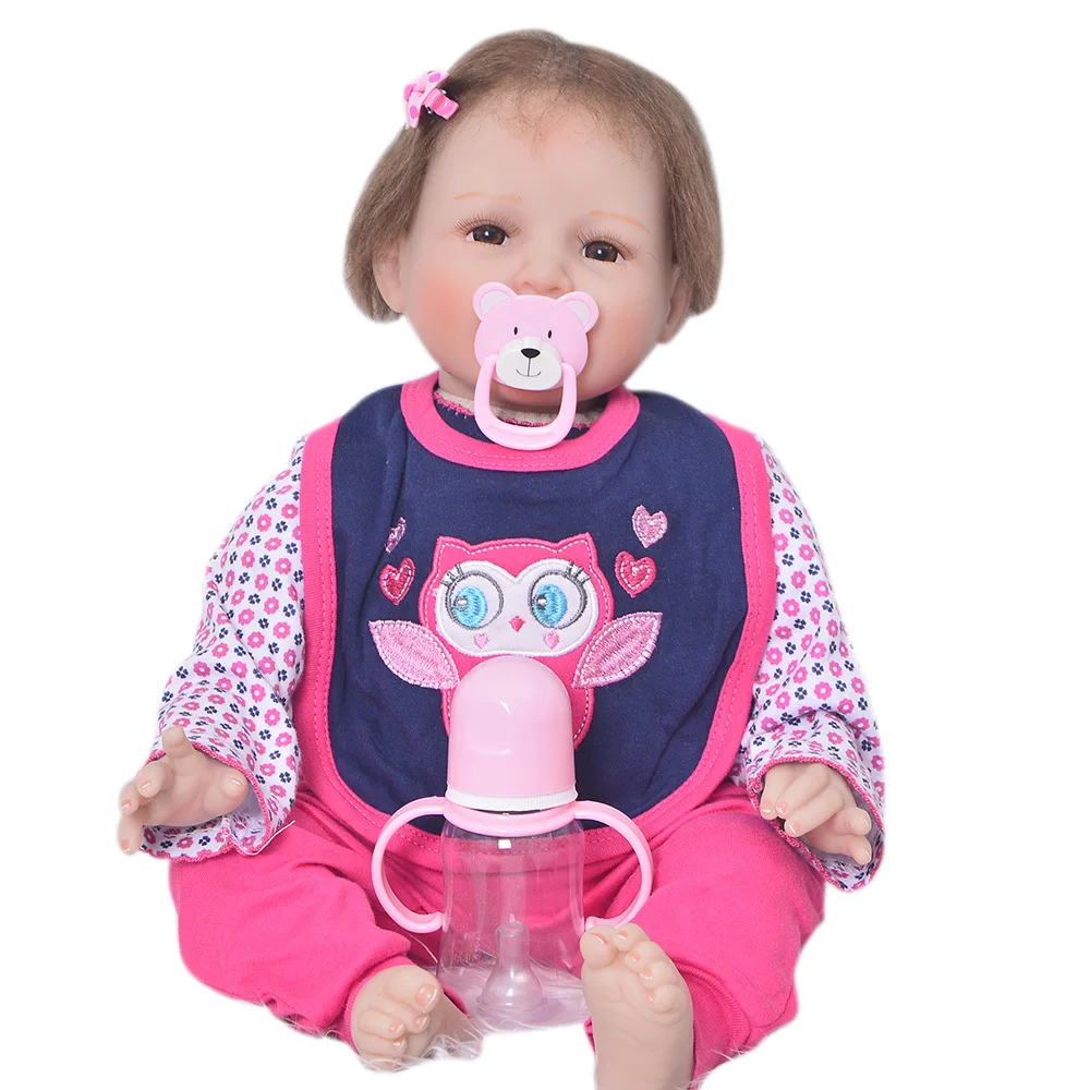 

22inch Silicone Vinyl Reborn Baby Girl Realistic Alive Newborn Babies Doll White Skin bebe Toddler For kids Xmas Gifts hot sale