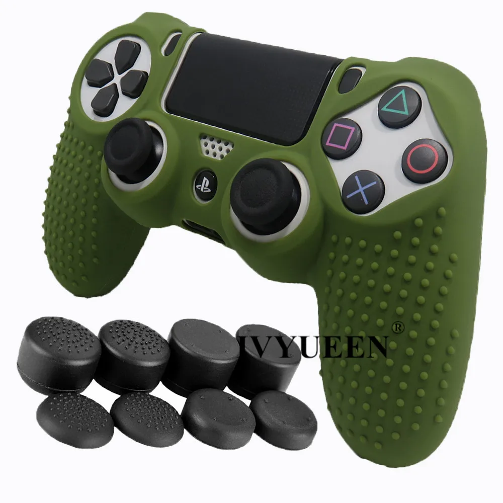 IVYUEEN Противоскользящий силиконовый чехол для защиты кожи для playstation 4 PS4 DS4 Pro тонкий контроллер с 8 аналоговыми рукоятками - Цвет: Army Green