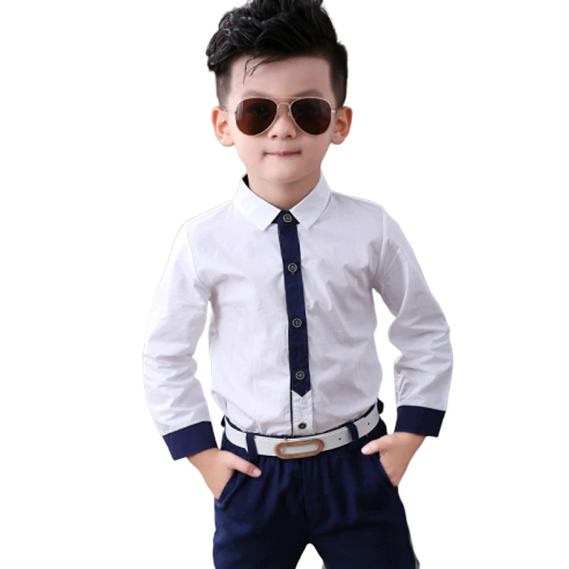white shirt Коллекция года, новые весенние костюмы для маленьких мальчиков, костюмы с блейзером, одежда, жилет, рубашка, штаны комплект из 3 предметов, праздничная верхняя одежда в клетку для маленьких мальчиков - Цвет: white shirt