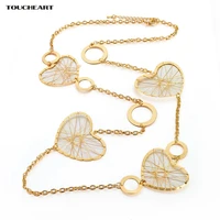 toucheart romantic long statement necklaces pendants gold color heart necklace for women jewelry wedding jewelry sne160126