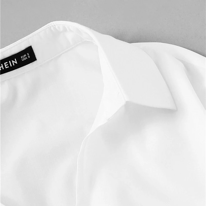 SHEIN женская блузка с леопардовым принтом и карманами, женская одежда, весна, повседневные женские топы с длинным рукавом, одноцветные свободные блузки