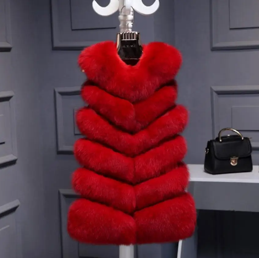 Новый Colete Feminino женский жилет из искусственного меха пальто без рукавов длинные