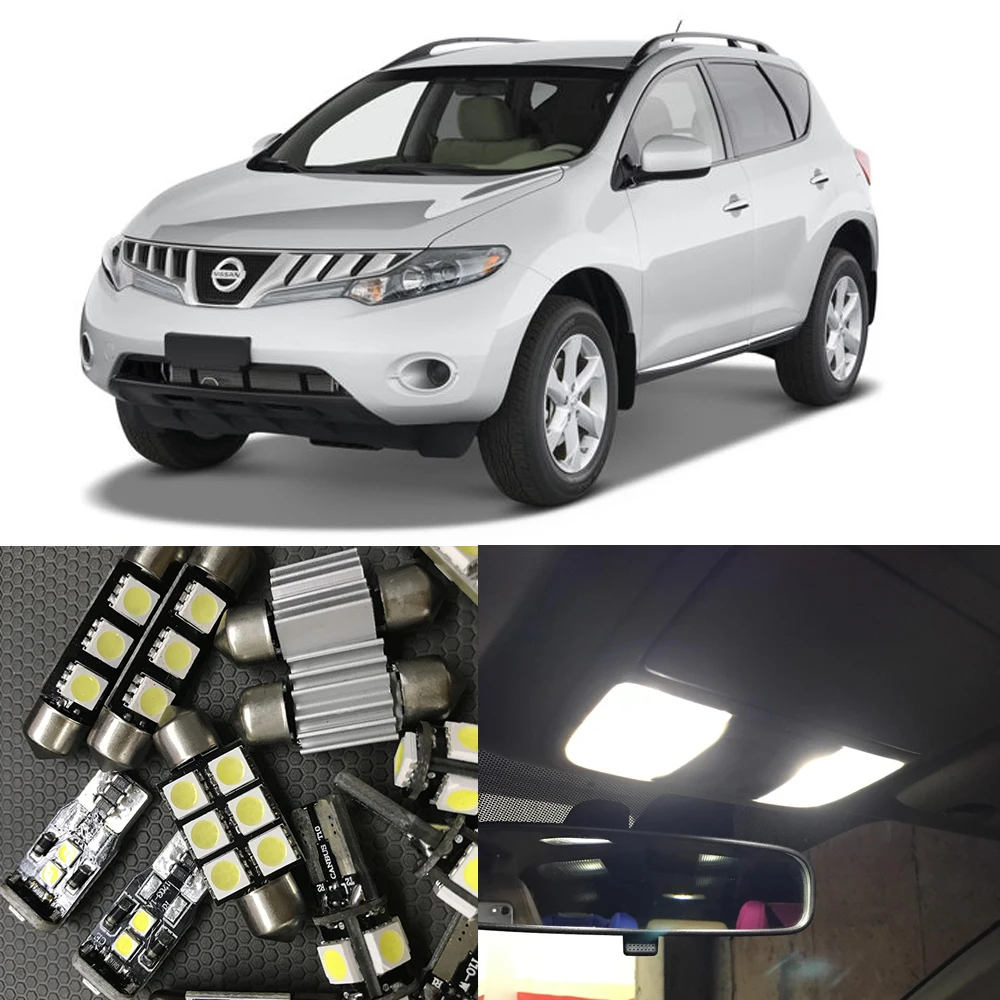 

14pcs White Canbus LED Light Bulbs Interior Package Kit For Nissan Murano 2009-2015 Car Map Dome Trunk License Plate light Lamp