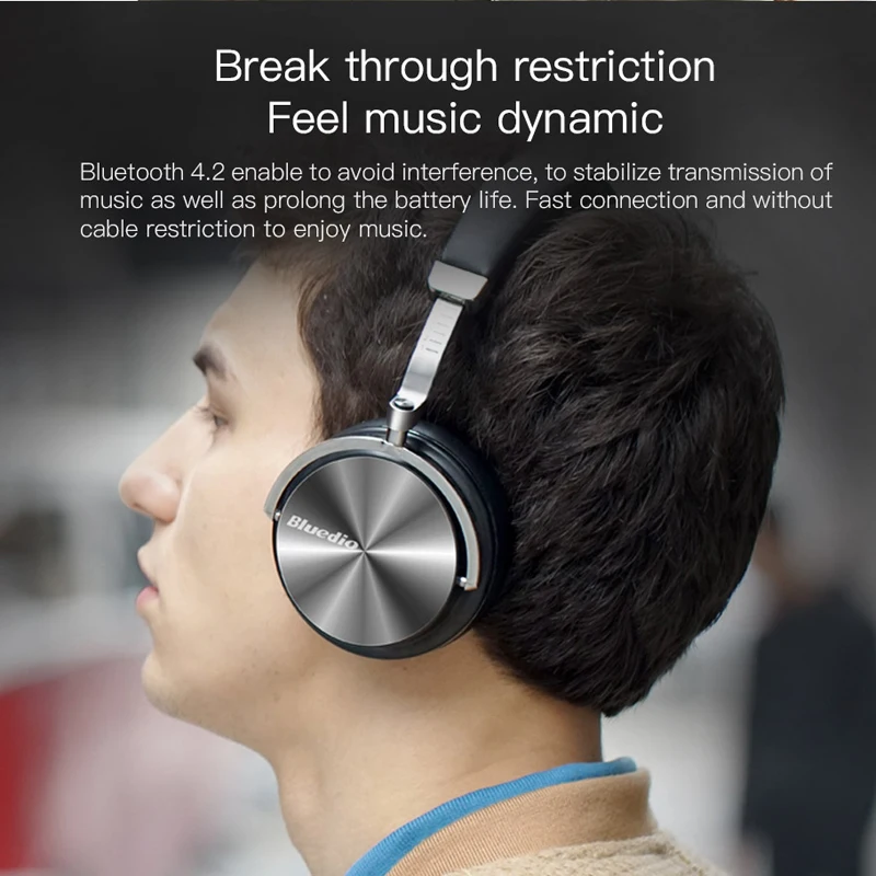 Bluedio T4S, беспроводная гарнитура с шумоподавлением, Bluetooth наушники, стерео, бас, музыка, auriculares, микрофон, звонок, вкладыши