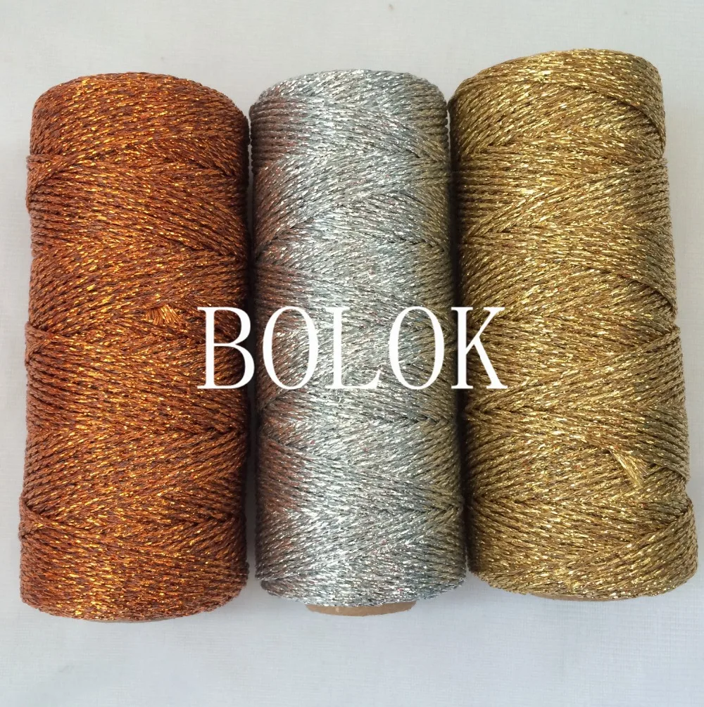 

4pcs/lot Metallic Shimmer Gift Packaing Twine, 110yard/spool Gold/Silver/copper Bakers Twine for Wedding Party Decor Favor