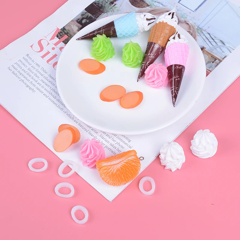 Декоративные смолы Kawaii Дети DIY миниатюрная еда Фрукты апельсин мороженое ветчина