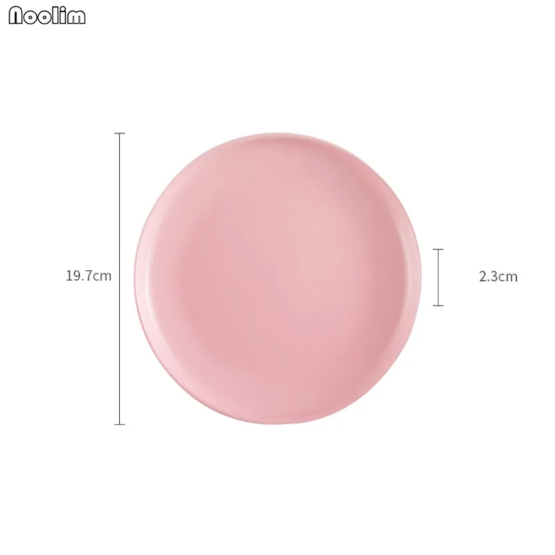 8 inch pink Нордическая матовая керамика круглые одноцветные тарелки для стейков ГОВЯЖЬЯ тарелка для десертов Минималистичная креативная посуда для пиццы для завтрака - Цвет: 8 inch pink