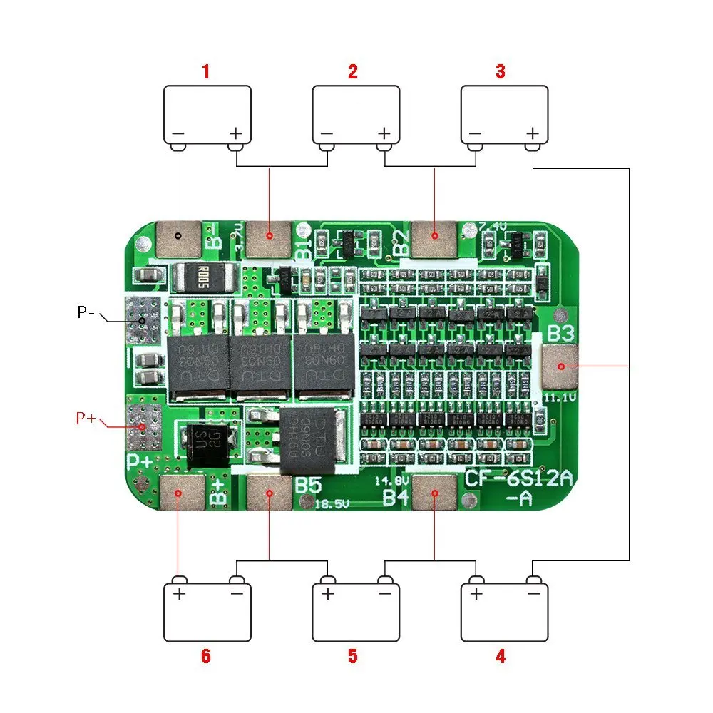 Плата защиты PCB BMS 6S 15A 24 В для 6 упаковок 18650 литий-ионный аккумулятор модуль ячейки