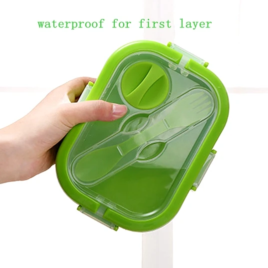 Kitновее двухслойная красочная складная коробка для ланча с ручкой Bento Ланч бокс