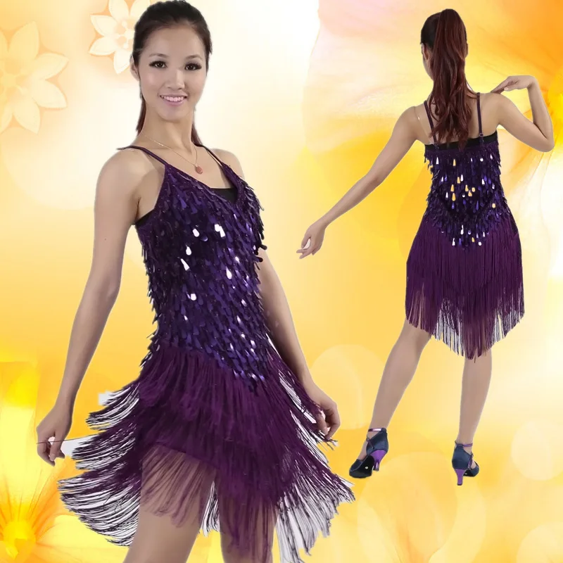 Представление сцены бахрома с блестками платье кисточками для латинских танцев