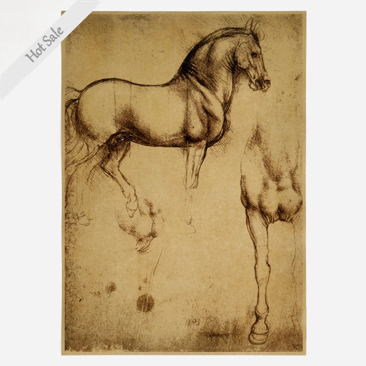 Лошади Винтаж Бумага Плакаты рисунок Ретро картина ручной росписью наклейки на