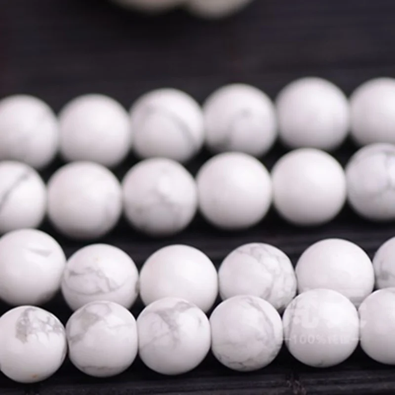 Natural Stone White Howlite Turquoises Round Loose Beads 4 6 8 10mm Spacer for Jewelry Making DIY Necklace Bracelet Finding A248 | Украшения