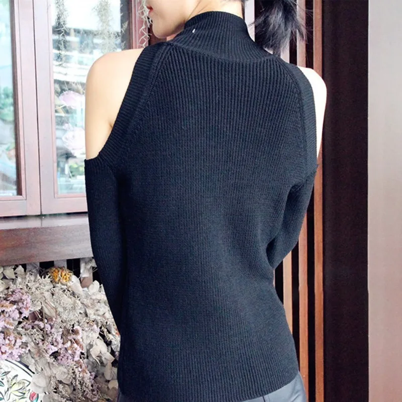 TWOTWINSTYLE Pearl Sweater Female Off Shoulder Long Sleeves Sexy Slim Knitting Jumpers Women Elegant Autumn Clothing 2018 Tops | Женская