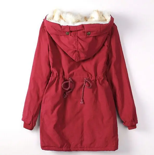 

Oversized Hooded Thick Fur Collar Women Warm Winter Parkar Jacket Pockets Drawstring Loose Female Cotton Lady Coats Cotton Cloak