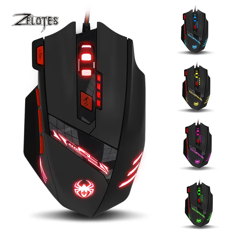 Zelotes T90. USB проводная оптическая игровая компьютерная мышь. Разрешение 9200