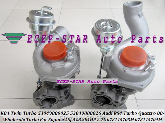Новинка модель K04 Twin Turbo 53049880025 53049880026 53049700025 фотолампа для Audi RS4 53049700026 ASJ AZR 381HP 2000
