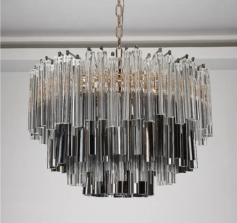 

Modern LED chandelier mixed color crystal lamp luxury living room dining room lamp duplex villa lustre chandelier