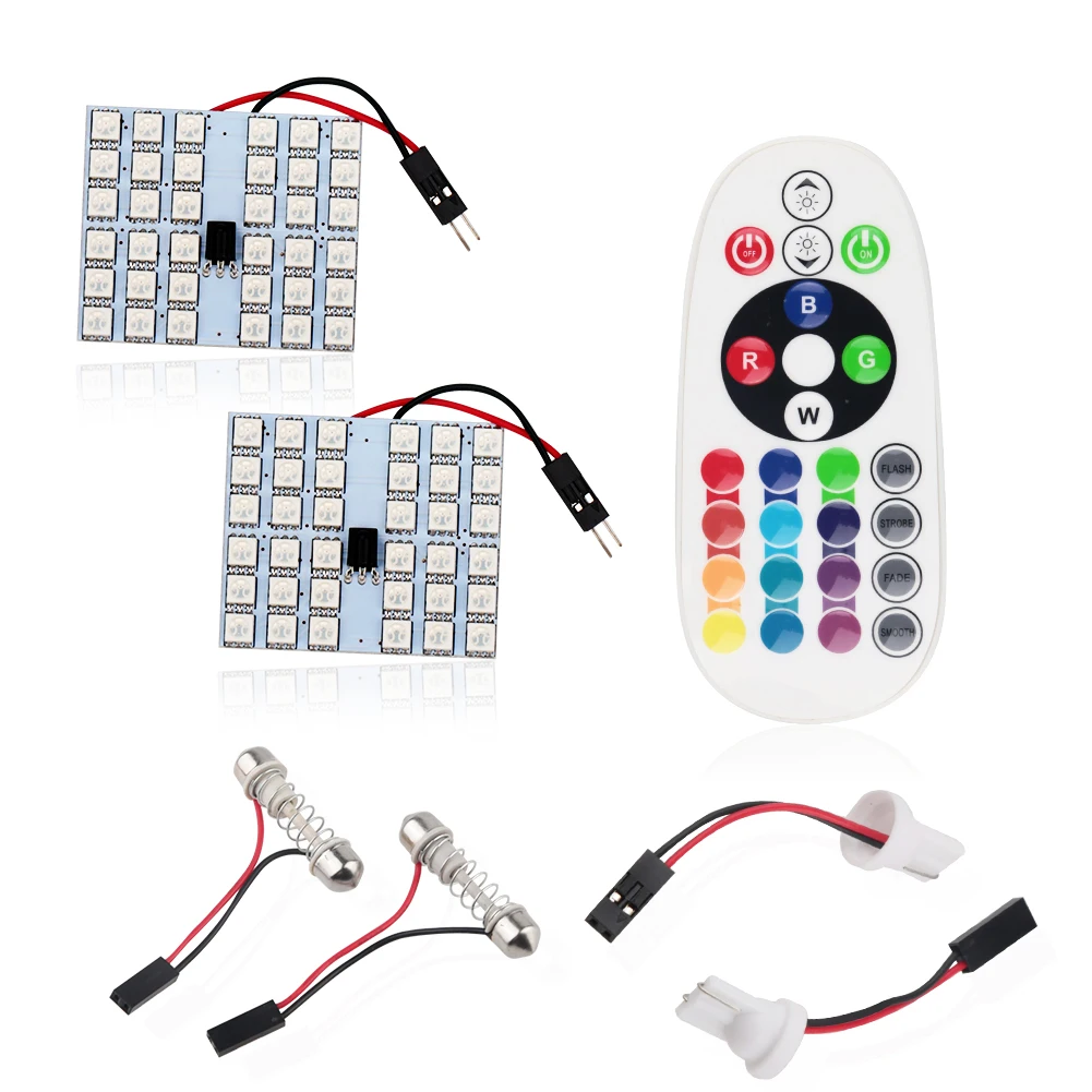 Светодиодная лампа для чтения T10 RGB 5050 12 15 24 36SMD 2 шт. купольсветильник панель с
