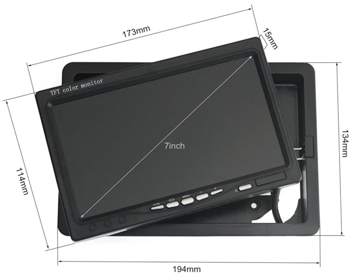 DIYKIT AHD 800x480 7 дюймов TFT ЖК дисплей автомобиля Мониторы Заднего вида Max поддержка 1080 P камера 2 видео вход