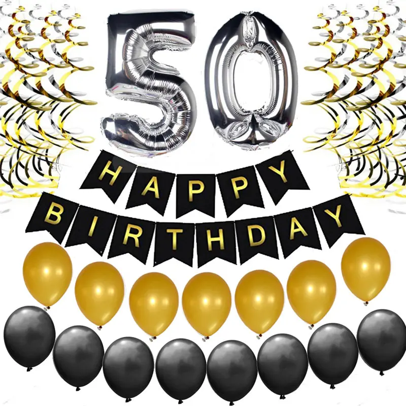 25th 30th 35th 40th 50th День Рождения украшения набор счастливый плакат "с днем рождения" фольги латексные воздушные шары идеально 25 лет вечерние поставки