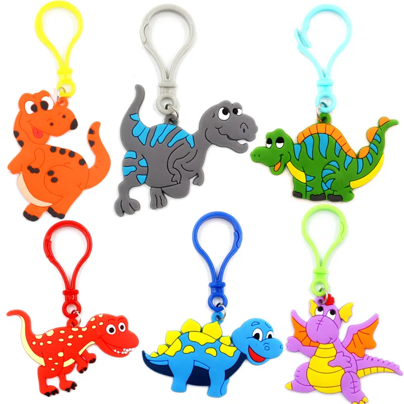 

6pcs Dinosaur Party Rubber Keychain Boy Birthday Party Decorations Kids Gifts Baby Shower Decorations Tropical Jungle Party Deco