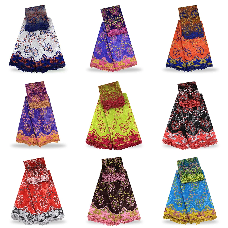 Ybgbs-4 последние 5 ярдов Базен Riche вышивка ткань + 2 м африканский геле для