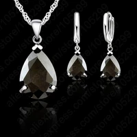 pure silver jewelry set for women shiny aaa cubic zirconia wedding pendant necklace earrings simple fashion anniversar