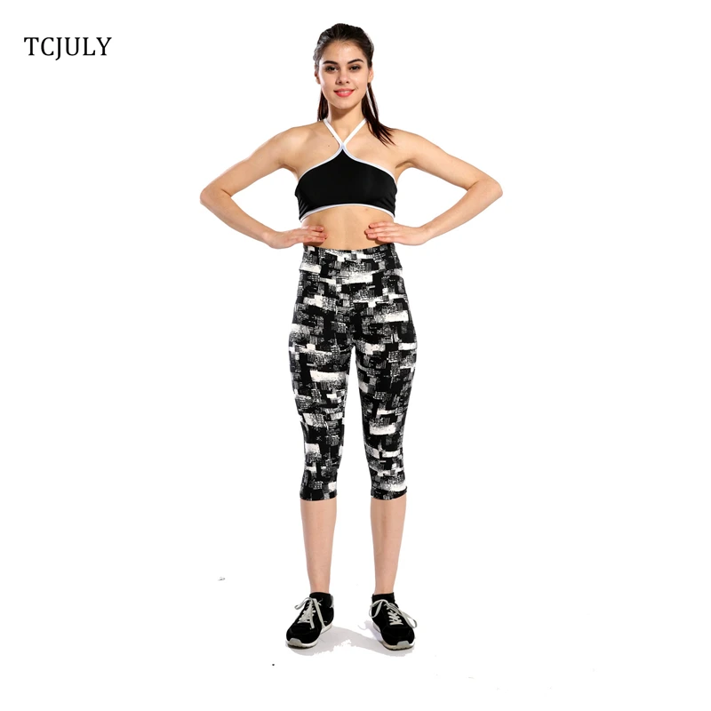 TCJULY сексуальные Легинсы большого размера Обрезанные с принтом обтягивающие пуш