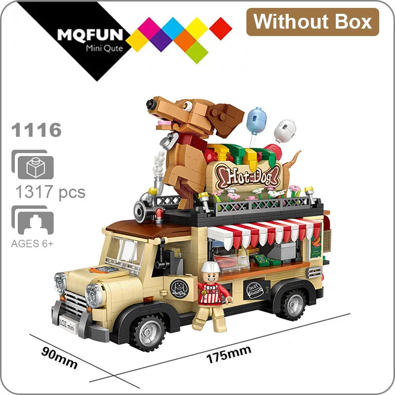 LOZ 1116 Without Box LOZ Technic Мини Строительные блоки прицеп для продажи хот-догов автомобиль собрать детей развивающие игрушки для детей создатель мороженого грузовик - Цвет: LOZ 1116 Without Box