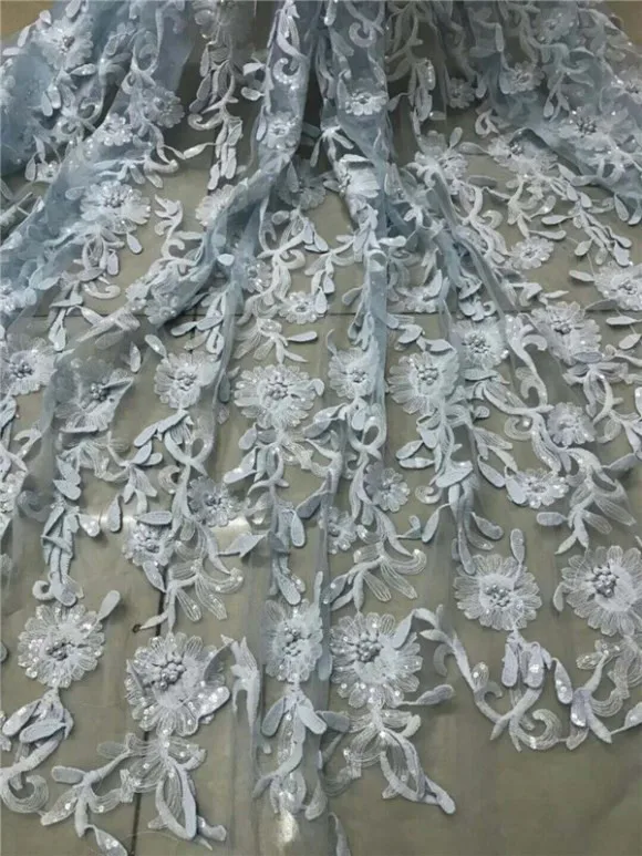 Последние Стиль бисером и блестками модные африканские Кружево Ткань 3D Тюль