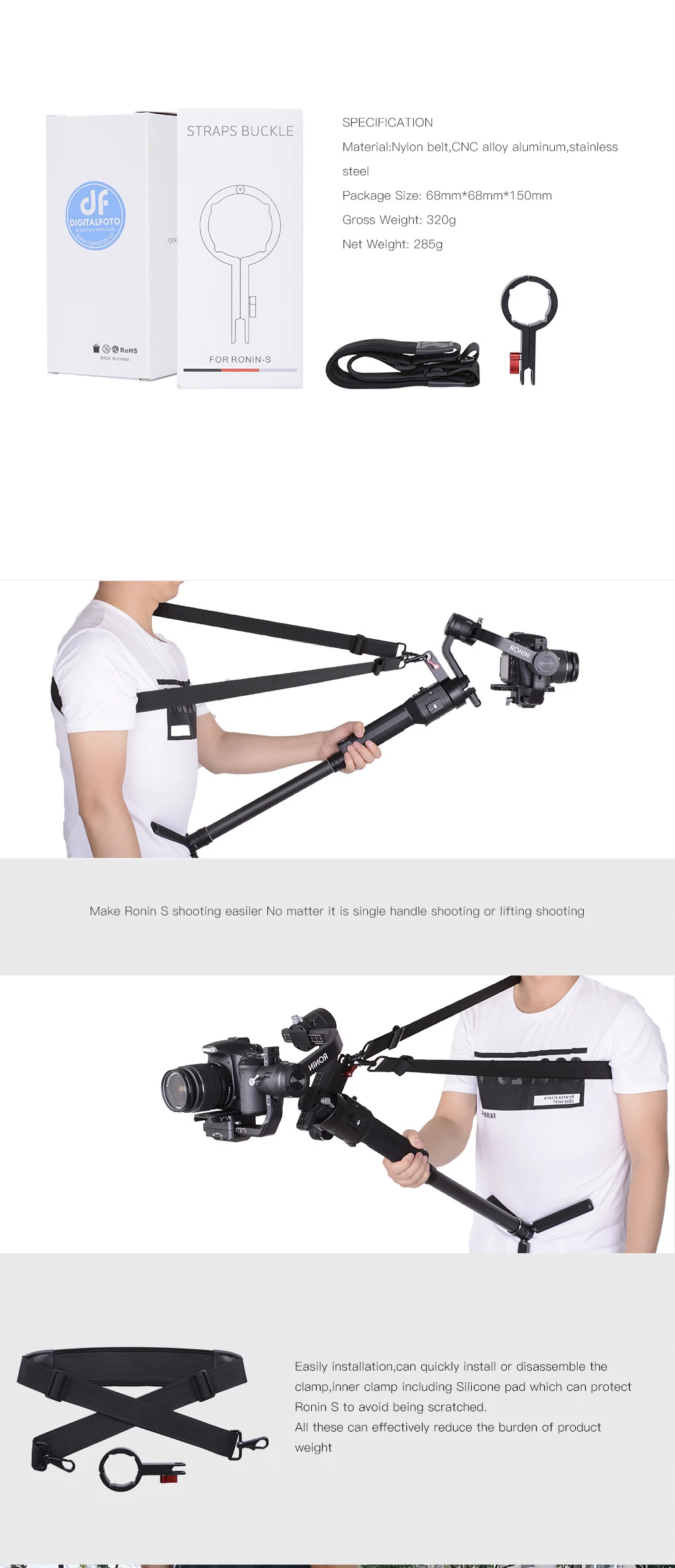 RS-ST01 Пряжка ручной ремень Слинг застежка для DJI RONIN S 3 оси Gimbal/Стабилизатор аксессуары