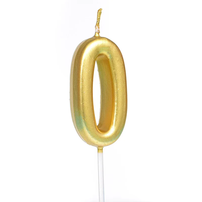 1pcs Gold Silver Number 0-9 Candle Birthday Party Design Candle Decoration Happy Birthday Anniversary Candle Supplies DIY - Цвет: Gold 0